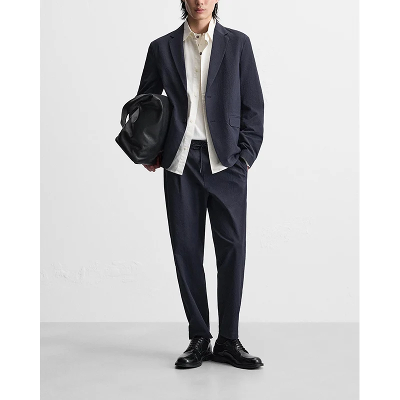 Повседневный костюм с текстурой из пузырьковой ткани Jaet, свободный эластичный пояс, универсальные плиссированные брюки, подходит для модного городского молодежного бизнеса... 
Повседневный костюм с текстурой из пузырьковой ткани Jaet, свободный эластичный пояс, универсальные плиссированные брюки, подходит для модного городского молодежного бизнеса...