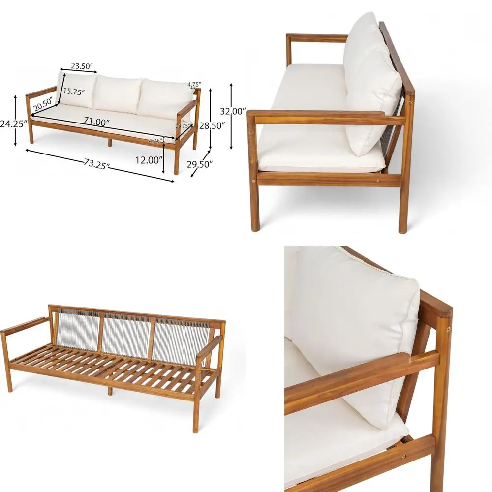 Садовая 3-местная софа Camila с подушками, из акации, с плетеным веревочным сиденьем и спинкой, просторная софа для отдыха на открытом воздухе или заднего двора
Садовая 3-местная софа Camila с подушками, из акации, с плетеным веревочным сиденьем и спинкой, просторная софа для отдыха на открытом воздухе или заднего двора