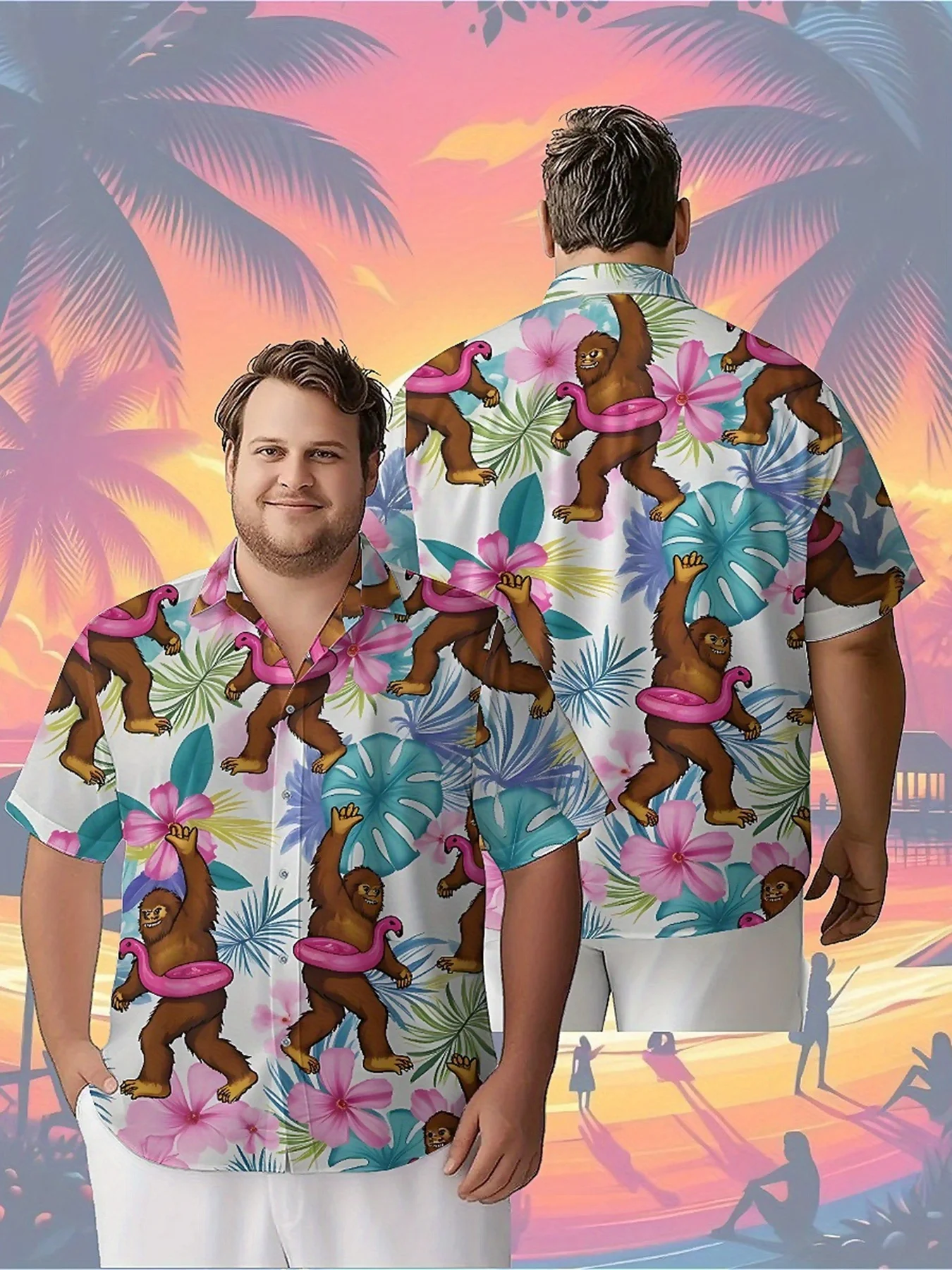 Men's Plus Size Hawaiian Shirts Sasquatch Swimming Ring Party with Tropical Jungle pattern,Baggy Aloha Shirt,summer Clothes
Men's Plus Size Hawaiian Shirts Sasquatch Swimming Ring Party with Tropical Jungle pattern,Baggy Aloha Shirt,summer Clothes