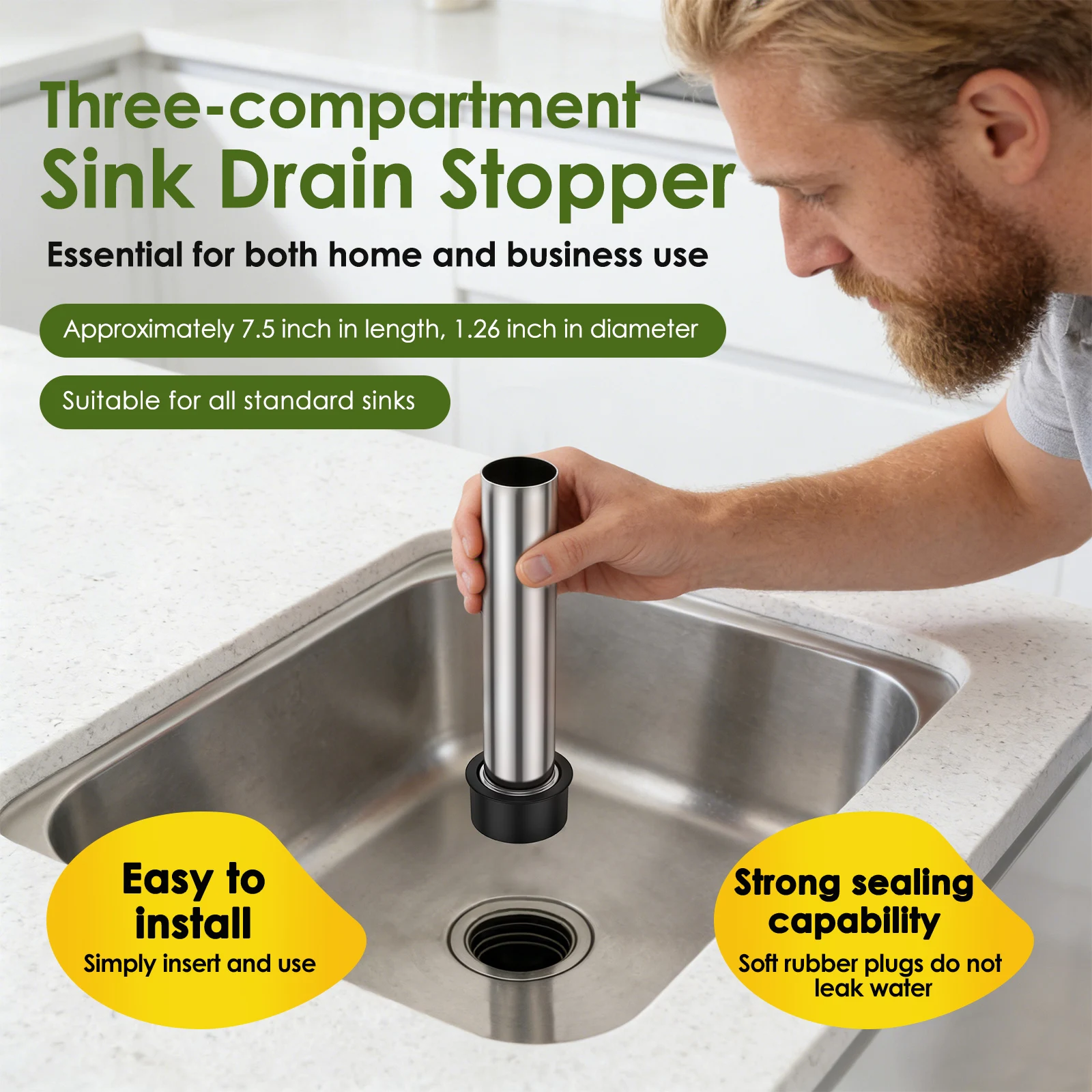 3PCS Bar Sink Stopper 32mm Diameter Universal 7.5 Inch Stainless Steel Overflow Standpipe for 3 Compartment Sink Commercial
3PCS Bar Sink Stopper 32mm Diameter Universal 7.5 Inch Stainless Steel Overflow Standpipe for 3 Compartment Sink Commercial