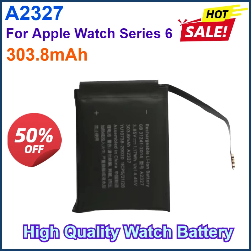 NEW 303.8mAh Replacement Watch Battery A2327 For Apple Watch Series 6 44mm High Quality Watch Battery
NEW 303.8mAh Replacement Watch Battery A2327 For Apple Watch Series 6 44mm High Quality Watch Battery