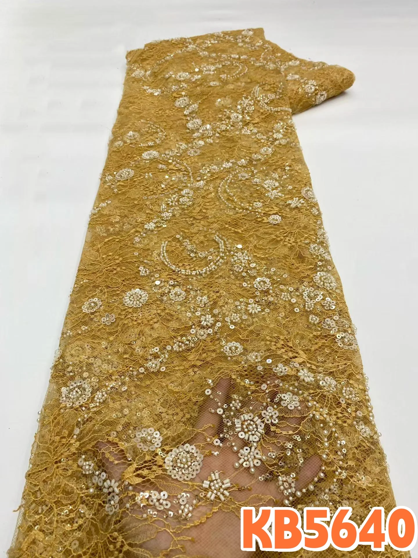 White 3D Flower Beaded French Mesh Lace Fabrics African Fabric Lace High Quality 2025 Beaded Sequin Tulle Lace For Sewing KB5640
White 3D Flower Beaded French Mesh Lace Fabrics African Fabric Lace High Quality 2025 Beaded Sequin Tulle Lace For Sewing KB5640