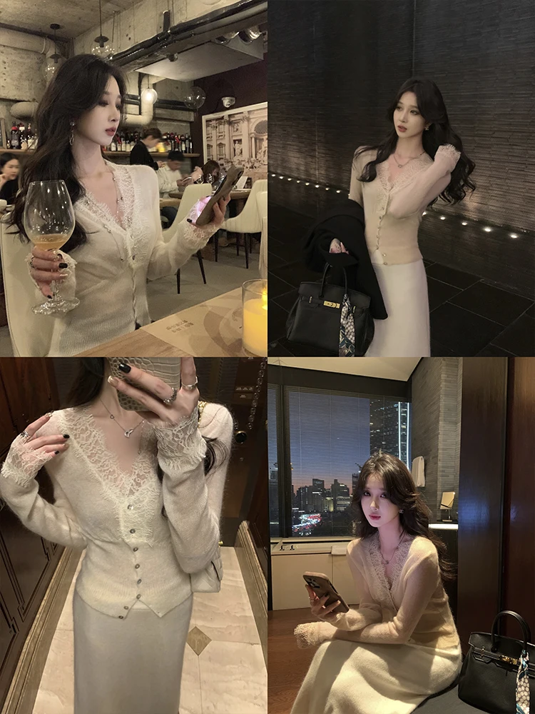 Lace Splicing Wool Knitted Sweater Women's V-ne Inner Wear Spring Autumn Faion Design Commute Sle Long Sve Regular Fit
Lace Splicing Wool Knitted Sweater Women's V-ne Inner Wear Spring Autumn Faion Design Commute Sle Long Sve Regular Fit