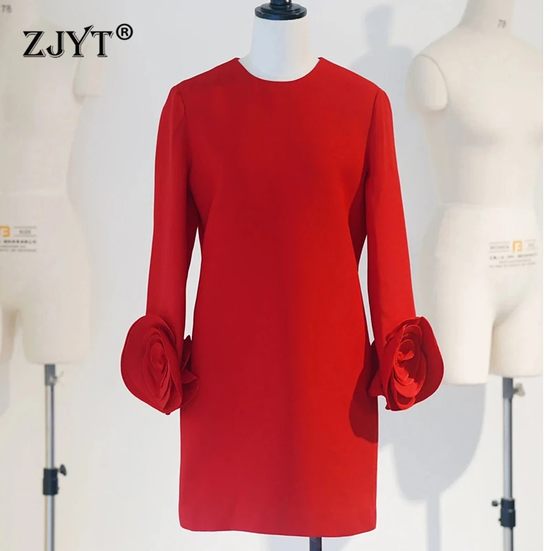 ZJYT Runway Fashion 3D Floral Red Party Dresses for Women 2024 New Designer Long Sleeve Loose Dress Elegant Simple Casual Robe
ZJYT Runway Fashion 3D Floral Red Party Dresses for Women 2024 New Designer Long Sleeve Loose Dress Elegant Simple Casual Robe