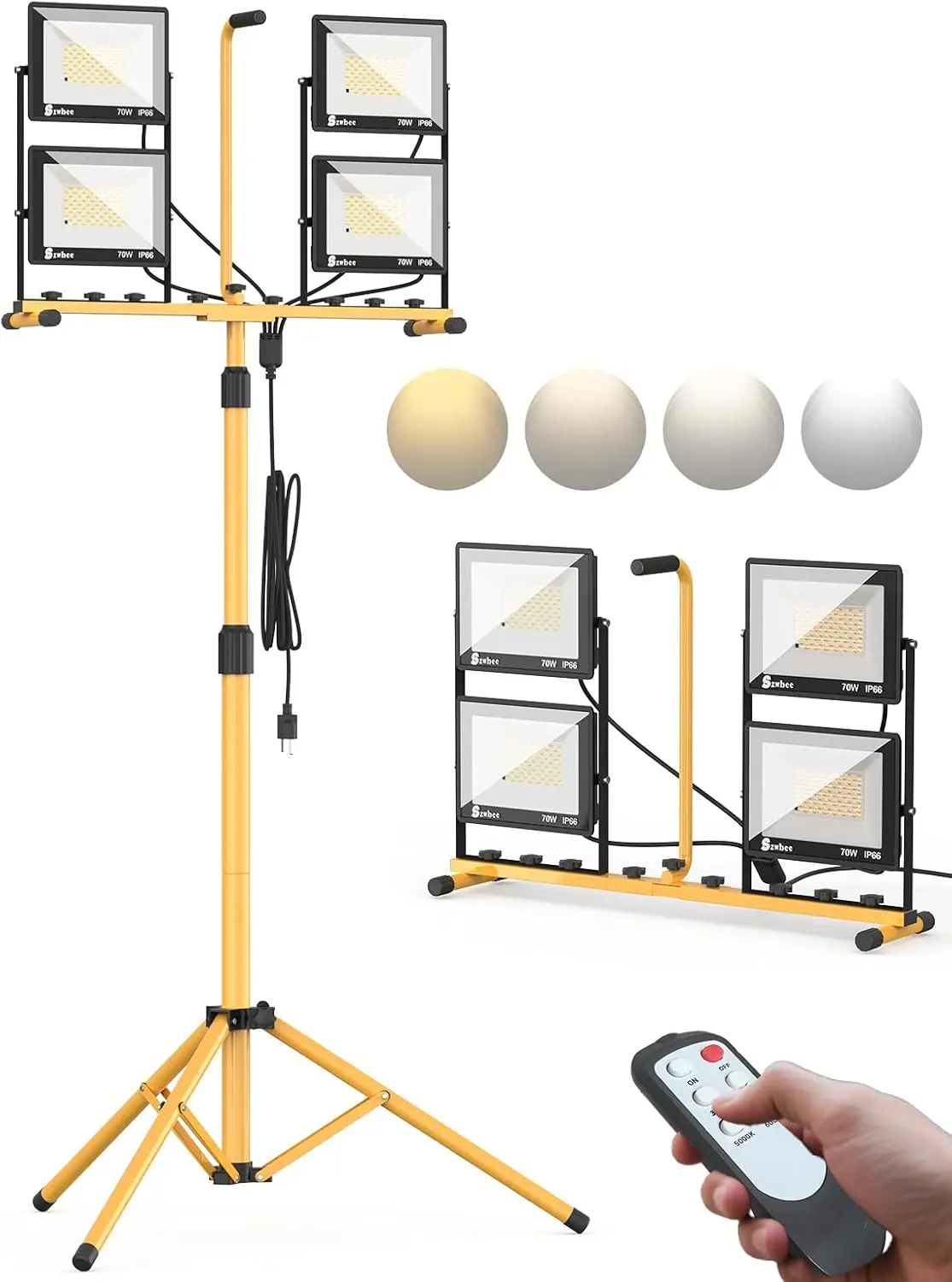 32000 Lumen LED Work Light with Stand & Remote, 4-Head 280W Portable Tripod Light, Adjustable 3000K–6000K, Waterproof
32000 Lumen LED Work Light with Stand & Remote, 4-Head 280W Portable Tripod Light, Adjustable 3000K–6000K, Waterproof