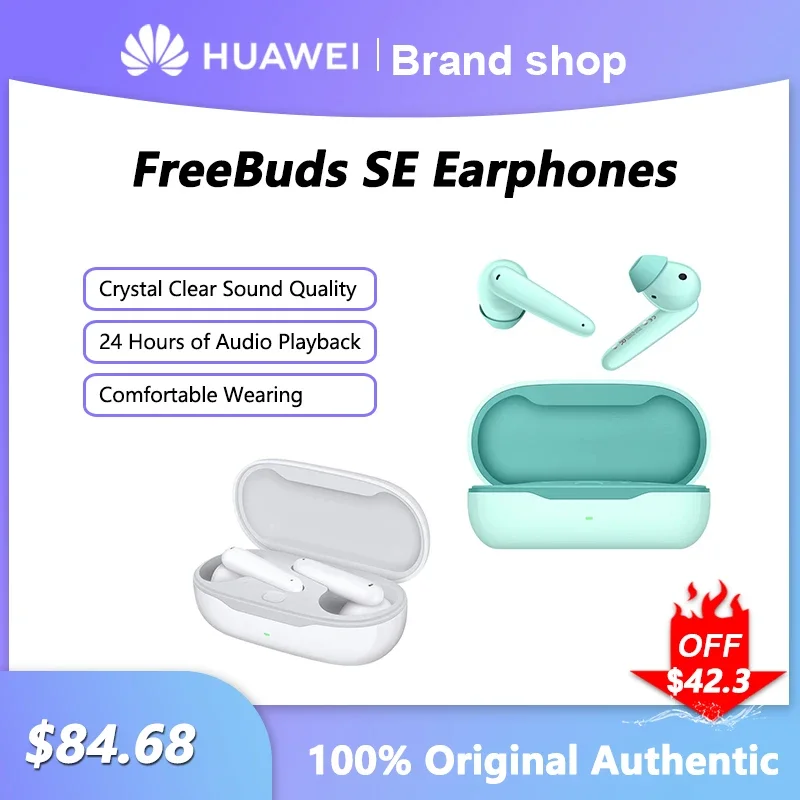 Original Huawei FreeBuds SE Bluetooth Earphones Waterproof Noise Cancellation Clear Sound Quality Sport In-ear Wireless Headset
Original Huawei FreeBuds SE Bluetooth Earphones Waterproof Noise Cancellation Clear Sound Quality Sport In-ear Wireless Headset