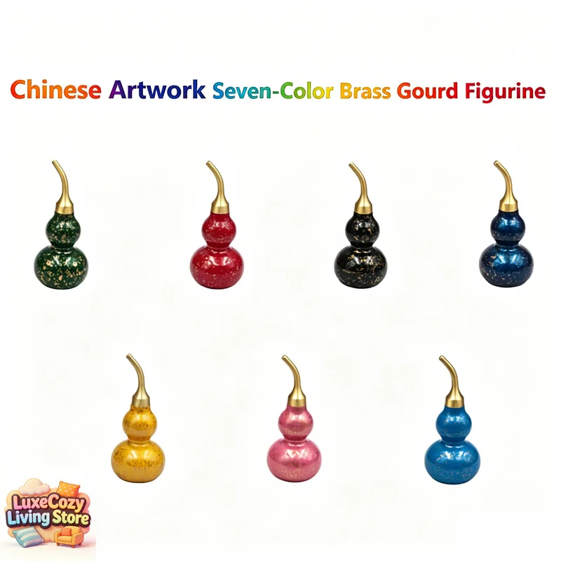 Chinese Artwork Seven-Color Brass Gourd Figurine Exquisite Round Polishing Housewarming Gift Blessing Symbolic Tassels Ornament
Chinese Artwork Seven-Color Brass Gourd Figurine Exquisite Round Polishing Housewarming Gift Blessing Symbolic Tassels Ornament