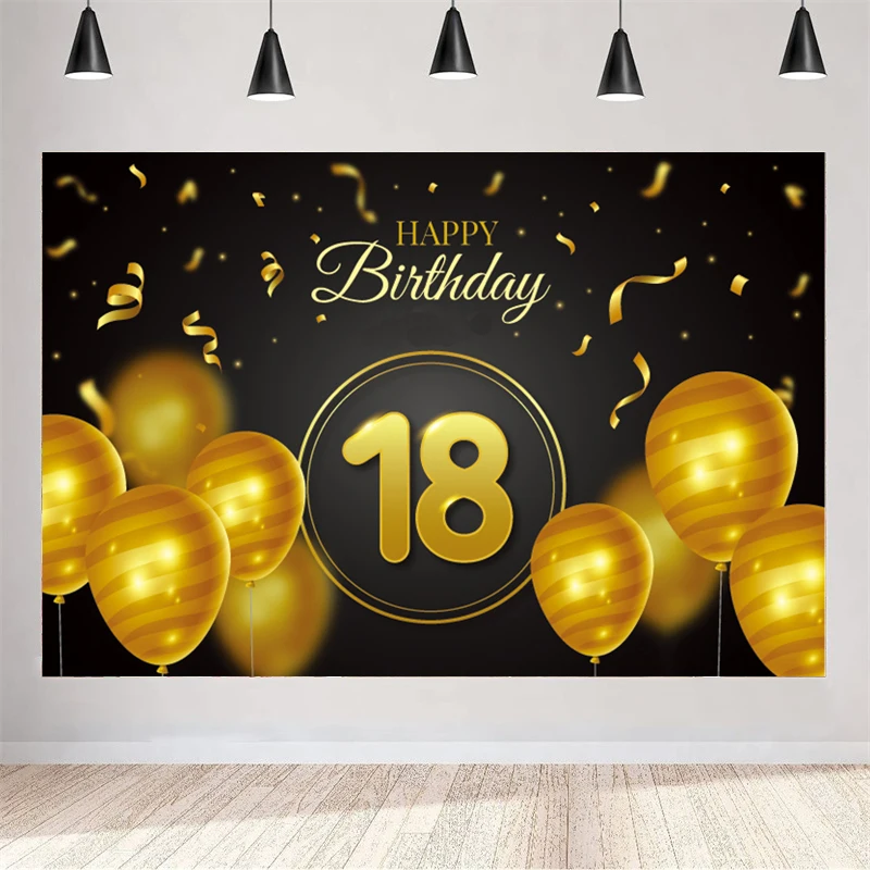 Happy 18th Birthday Decorations Black Gold Balloon Backdrop Banner 6 X 4 Fts Party Background Photography Cloth For Boy Girl
Happy 18th Birthday Decorations Black Gold Balloon Backdrop Banner 6 X 4 Fts Party Background Photography Cloth For Boy Girl