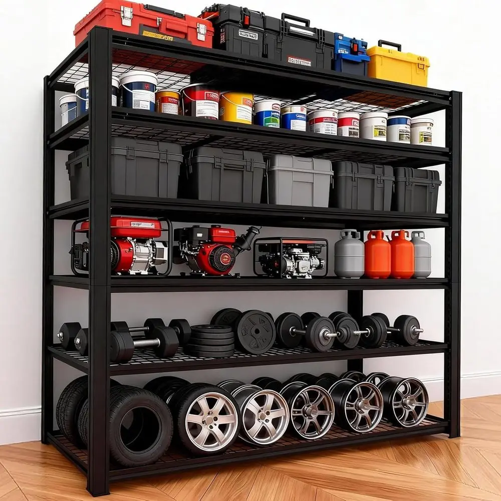 6-Tier Adjustable Metal Storage Shelves, 84x62x24, Industrial Airflow Design for Garage, Basement, and More
6-Tier Adjustable Metal Storage Shelves, 84x62x24, Industrial Airflow Design for Garage, Basement, and More