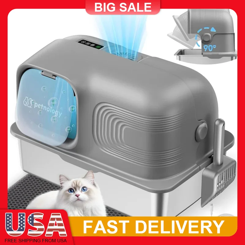 Stainless Steel Litter Box 65L Extra Large Enclosed Flip Top Lid Anti Leak Odor Control No Filters Easy Clean Includes Mat 
Stainless Steel Litter Box 65L Extra Large Enclosed Flip Top Lid Anti Leak Odor Control No Filters Easy Clean Includes Mat