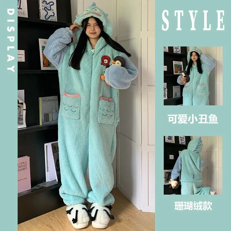 Girl Fish Pajamas Coral Velvet Jumpsuit Sleepwear With Thickened Fleece For Winter New Plush Nightgown In One Piece Night Wear
Girl Fish Pajamas Coral Velvet Jumpsuit Sleepwear With Thickened Fleece For Winter New Plush Nightgown In One Piece Night Wear