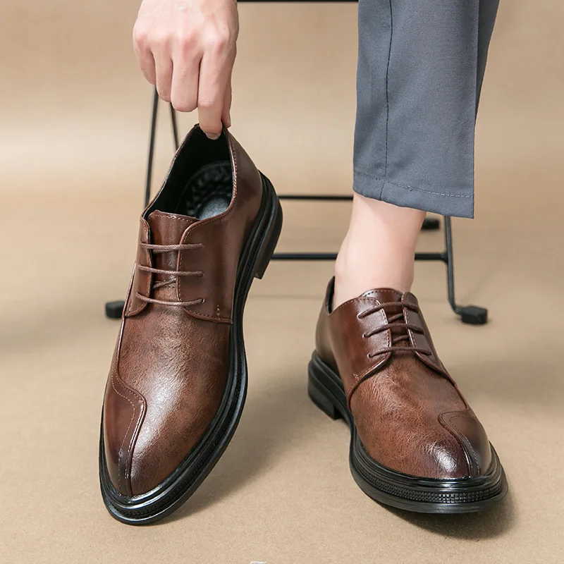 Brown Man Dress Shoes Pointed Toe Luxury Social Male Shoe England Lace Up Breathable Business Wedding Leather Shoes for Men
Brown Man Dress Shoes Pointed Toe Luxury Social Male Shoe England Lace Up Breathable Business Wedding Leather Shoes for Men
