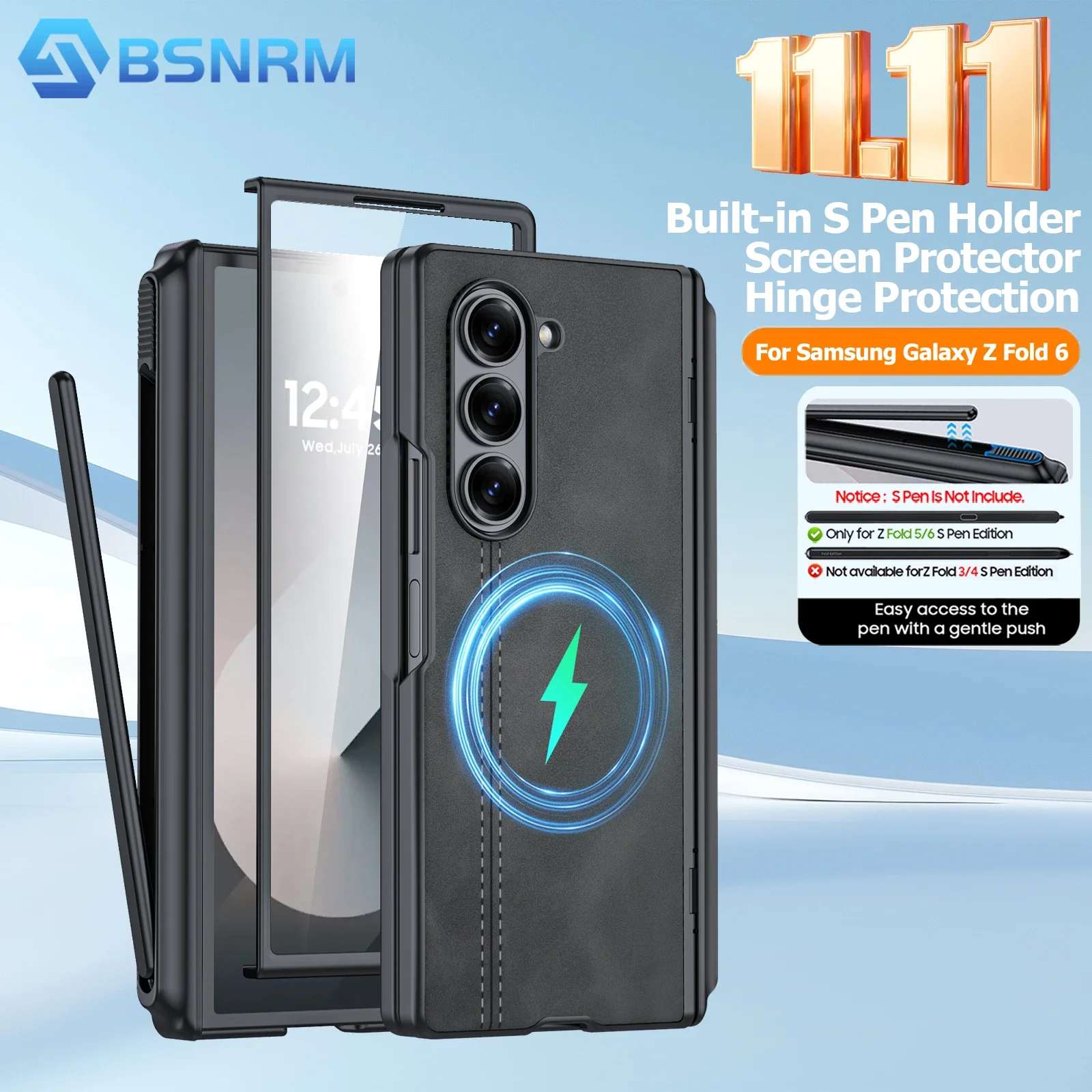 Глобальный карнавальный месяц, защита от шарниров, защита экрана, матовый ПК из искусственной кожи для Samsung Fold 6, чехол с держателем для ручки S-черный
Глобальный карнавальный месяц, защита от шарниров, защита экрана, матовый ПК из искусственной кожи для Samsung Fold 6, чехол с держателем для ручки S-черный