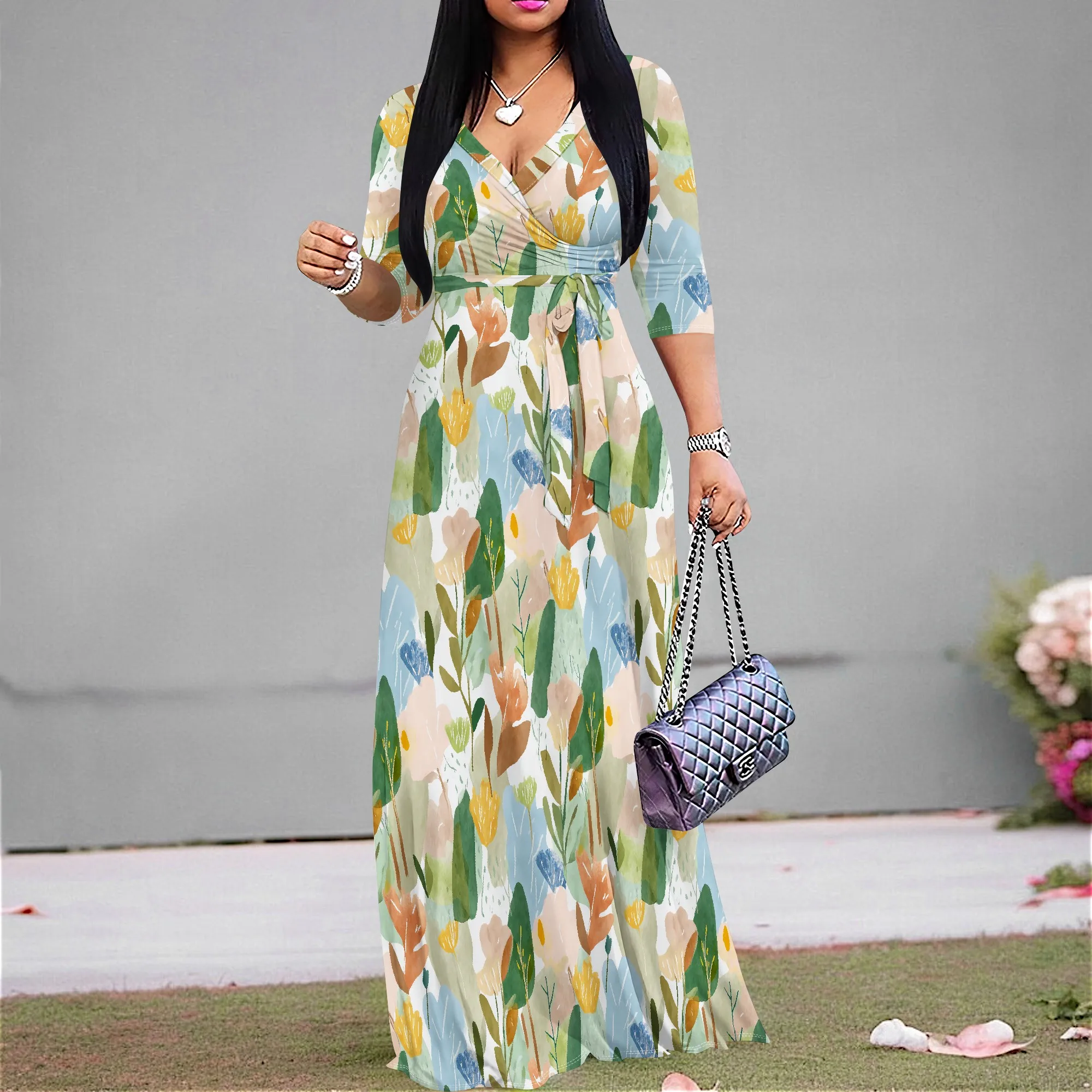 Pastel Floral Wrap Maxi Dress Women's V-Neck S-3XL Spring or Summer 2025 New Arrival Boho Style
Pastel Floral Wrap Maxi Dress Women's V-Neck S-3XL Spring or Summer 2025 New Arrival Boho Style