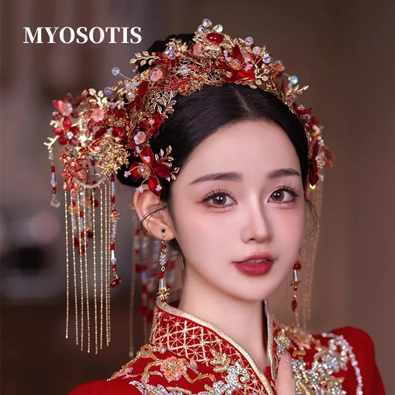New Chinese Wedding Xiuhe Clothing Headwear Red Flower Bride Phoenix Crown High-end Hair Accessories
New Chinese Wedding Xiuhe Clothing Headwear Red Flower Bride Phoenix Crown High-end Hair Accessories