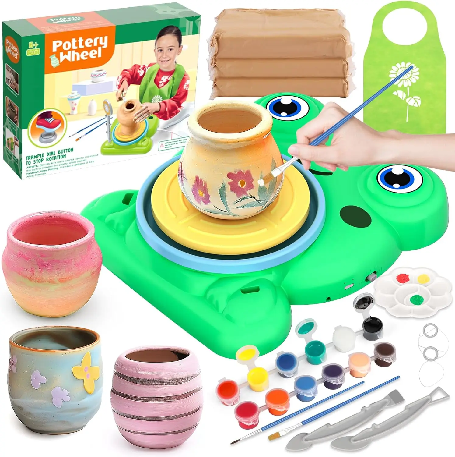Pottery Wheel for Kids - Complete Art Kit with Air Dry Clay, Paints & Tools, Ages 6-12+
Pottery Wheel for Kids - Complete Art Kit with Air Dry Clay, Paints & Tools, Ages 6-12+