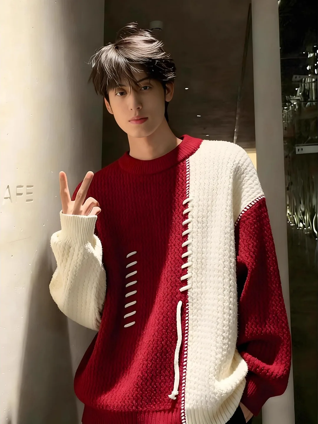 Thiened Fce Men's Knitted Sweater Red White Color Blo Design Winter Warm Base Layer Casual Sle Polyester Fiber
Thiened Fce Men's Knitted Sweater Red White Color Blo Design Winter Warm Base Layer Casual Sle Polyester Fiber