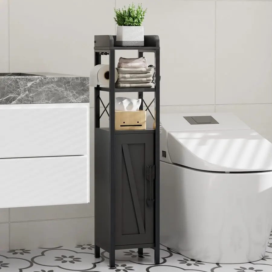 Small Bathroom Storage Cabinet, Slim Toilet Paper Holder with Shelves amp Metal Racks, Organizer Cabinet for Narrow Spaces, Mat
Small Bathroom Storage Cabinet, Slim Toilet Paper Holder with Shelves amp Metal Racks, Organizer Cabinet for Narrow Spaces, Mat