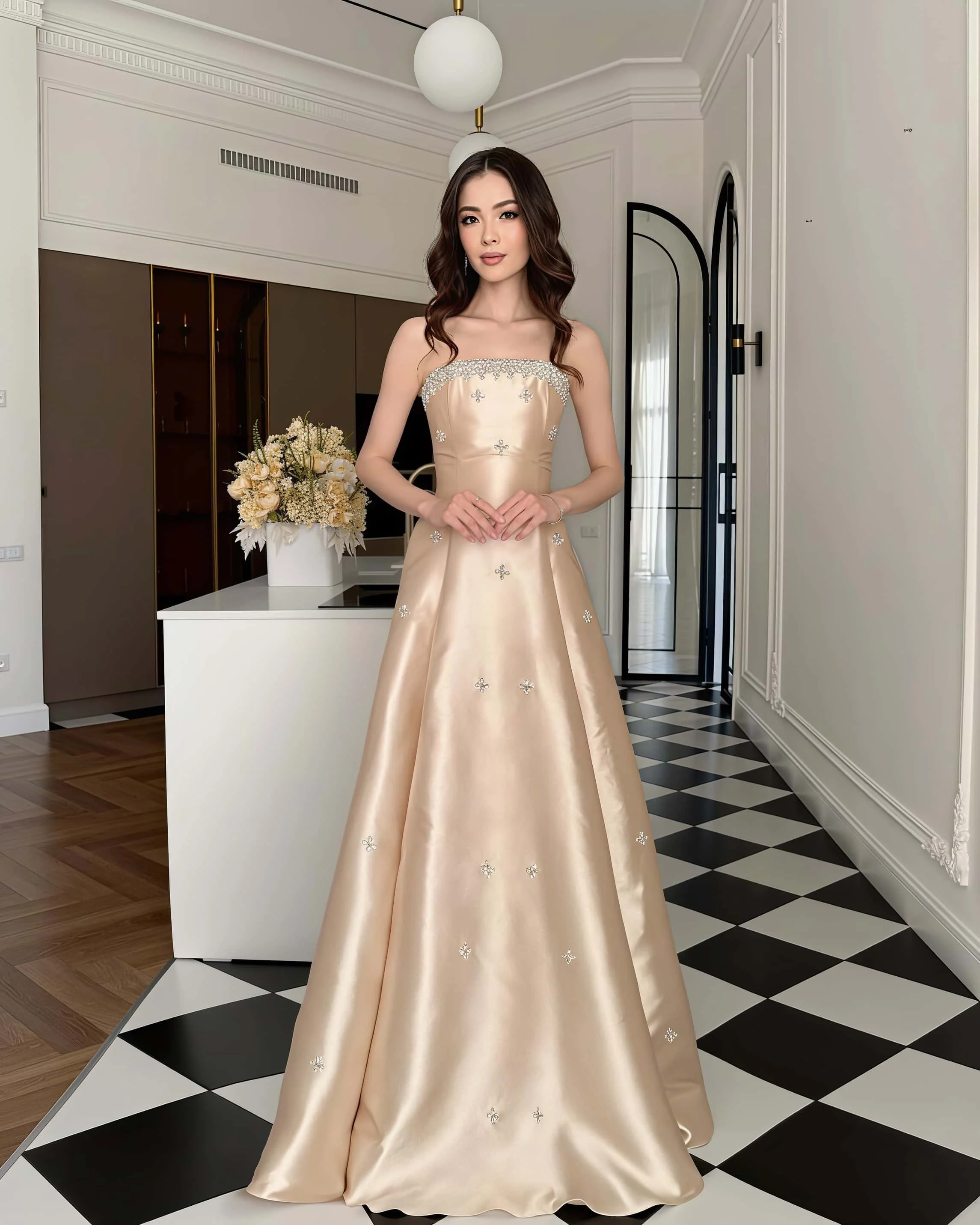 Luxury Champagne Crystal Beaded Neckline Evening Dress French A Line Stain Women's Formal Party Cocktail Prom Party Vestidos
Luxury Champagne Crystal Beaded Neckline Evening Dress French A Line Stain Women's Formal Party Cocktail Prom Party Vestidos