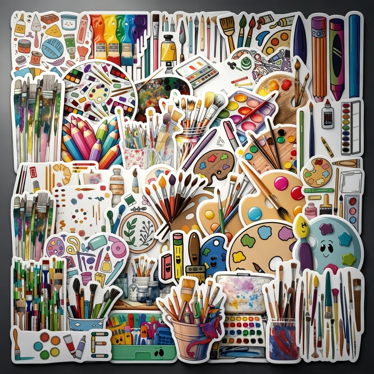 The same style 5-pack stickers, each pack contains 54 pieces. The entire set consists of 270 pieces of art and painting tool sti
The same style 5-pack stickers, each pack contains 54 pieces. The entire set consists of 270 pieces of art and painting tool sti