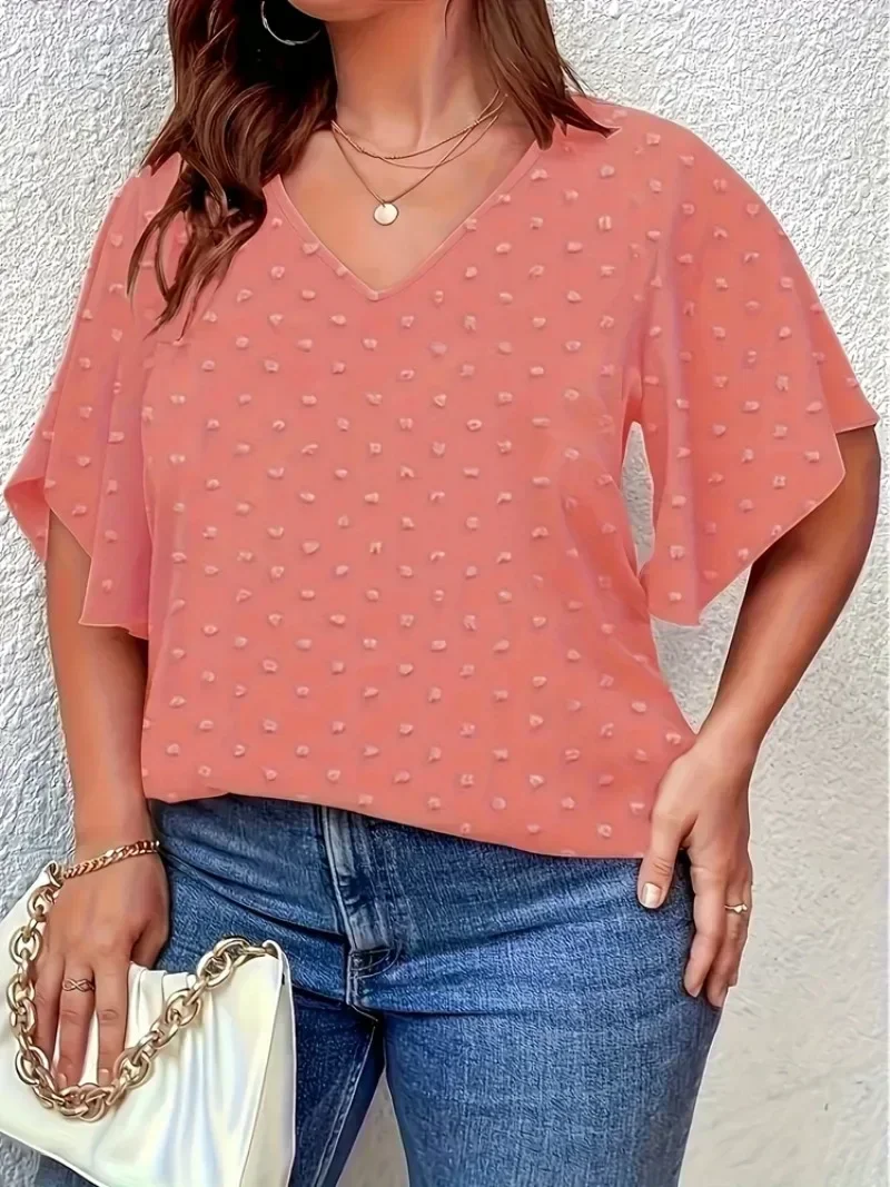 Plus Size 1XL-5XL Summer New Women's Casual V-neck T-shirt Solid Color Loose Short Sleeve Comfortable Daily Wear Top
Plus Size 1XL-5XL Summer New Women's Casual V-neck T-shirt Solid Color Loose Short Sleeve Comfortable Daily Wear Top