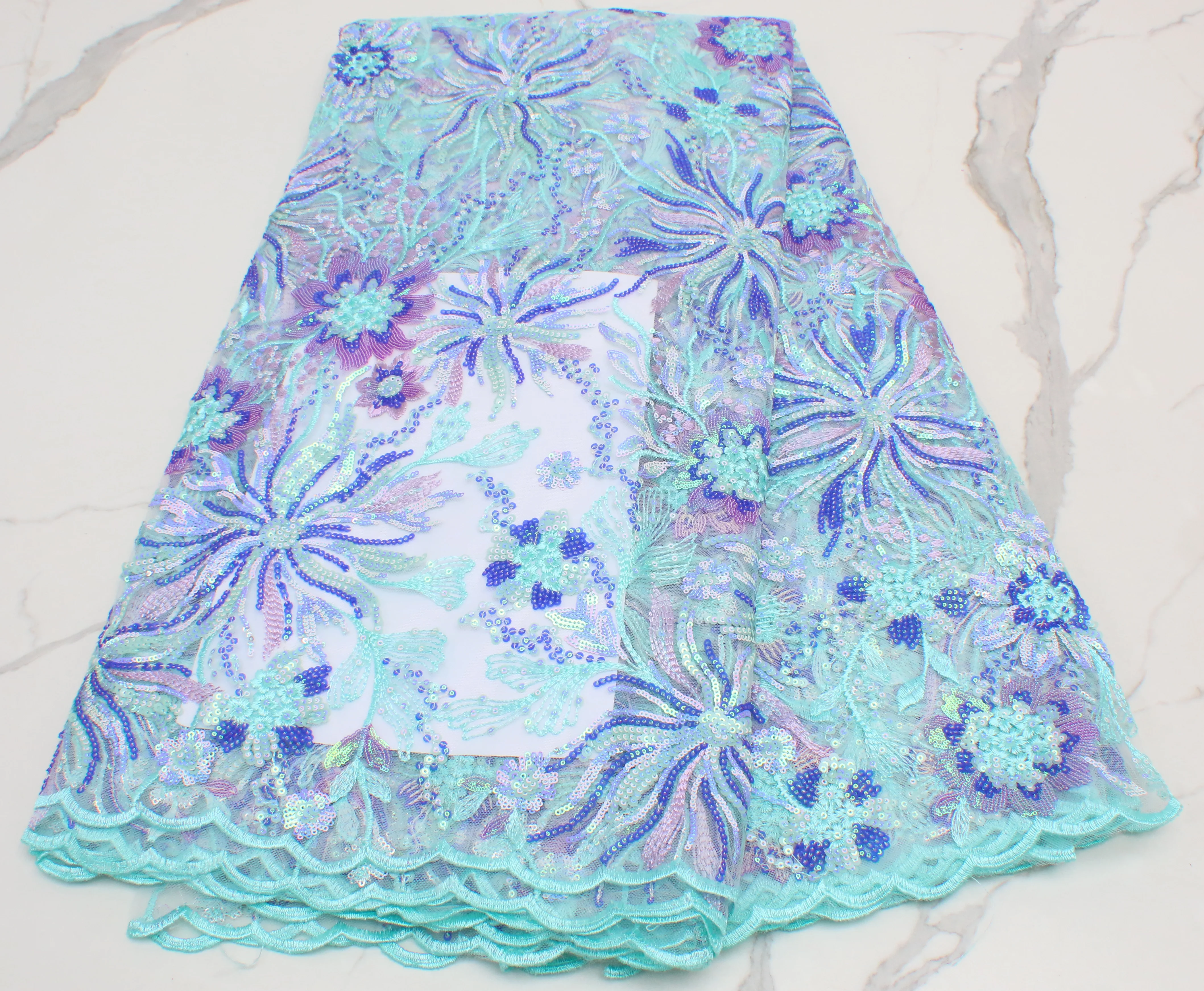 Breathable Rotating Flower Embroidery Design Lace Tulles Fabric with Colorful Sequins for Custom Evening Party Dresses 5 Yards
Breathable Rotating Flower Embroidery Design Lace Tulles Fabric with Colorful Sequins for Custom Evening Party Dresses 5 Yards