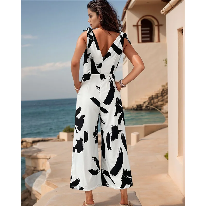 Women's All Over Print Tie Shoulder Sleeveless High Waist Casual Wide Leg Jumpsuits
Women's All Over Print Tie Shoulder Sleeveless High Waist Casual Wide Leg Jumpsuits