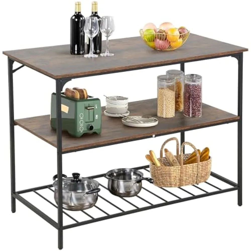 3 Tier Kitchen Island Storage Kitchen Counter with Large Storage Space Thick Board Top Solid Structure for Coffee Sh 
3 Tier Kitchen Island Storage Kitchen Counter with Large Storage Space Thick Board Top Solid Structure for Coffee Sh