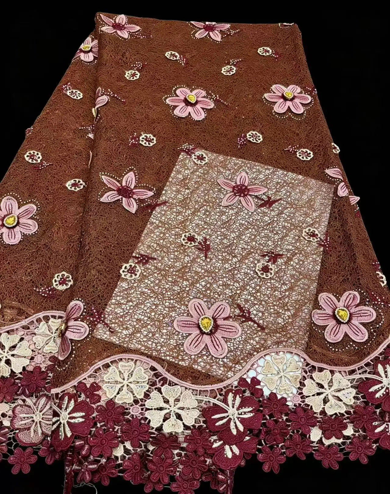 African Guipure Cord Lace Fabric 5 Yards 2026 New Nigerian French Water Soluble Stones Lace Fabric For Women Wedding Party Dress
African Guipure Cord Lace Fabric 5 Yards 2026 New Nigerian French Water Soluble Stones Lace Fabric For Women Wedding Party Dress