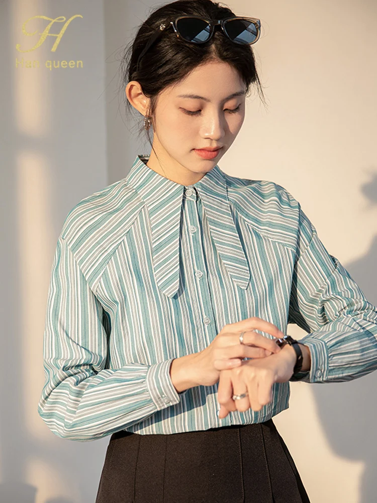 H Han Queen Autumn Stripe Long Sleeve Shirts Loose Casual Blouses Korean Reviews Many Clothes Office Vintage Women's Tops 2025
H Han Queen Autumn Stripe Long Sleeve Shirts Loose Casual Blouses Korean Reviews Many Clothes Office Vintage Women's Tops 2025