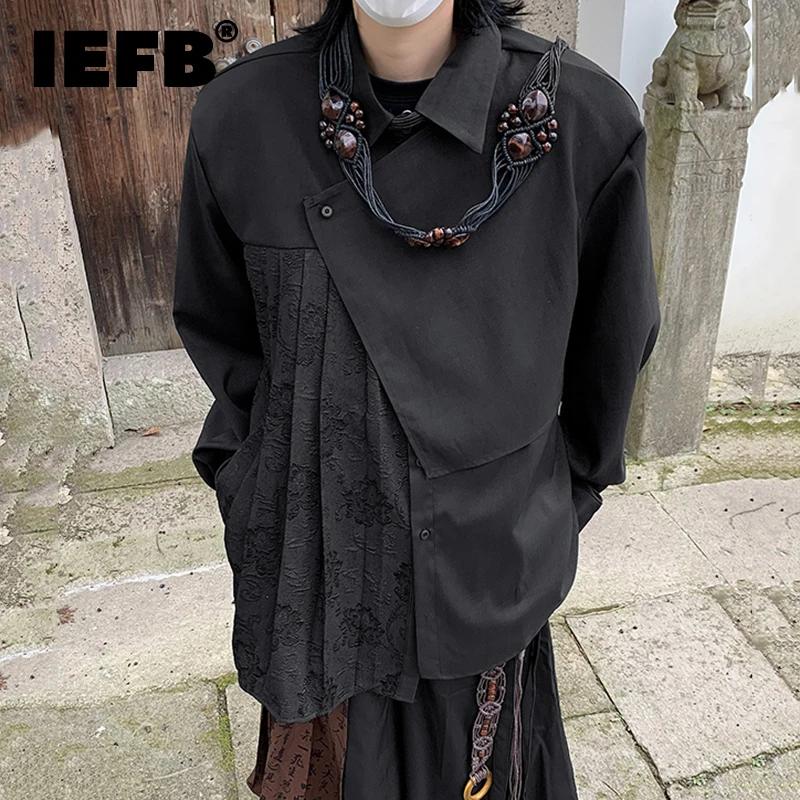 IEFB Men's Shirt Casual Pleated Flowing New Chinese Style Clothing Lapel Long Sleeve Single Breasted Design Trendy Top 9C5873
IEFB Men's Shirt Casual Pleated Flowing New Chinese Style Clothing Lapel Long Sleeve Single Breasted Design Trendy Top 9C5873