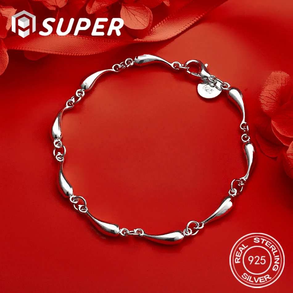 ALISuper 925 sterling silver exquisite water drop bracelet fashion women's jewelry gift accessories party
ALISuper 925 sterling silver exquisite water drop bracelet fashion women's jewelry gift accessories party