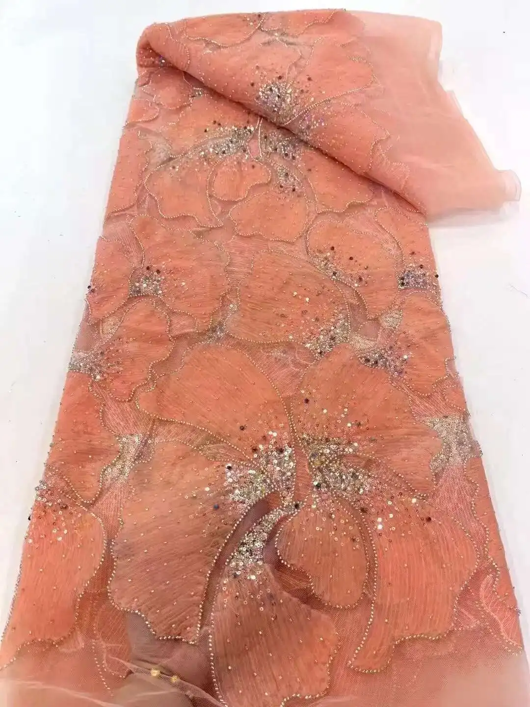 African Beads Lace Fabric 2025 High Quality Nigerian Sequins Groom Lace French Tulle Fabric For Wedding Party Dress Sewing
African Beads Lace Fabric 2025 High Quality Nigerian Sequins Groom Lace French Tulle Fabric For Wedding Party Dress Sewing