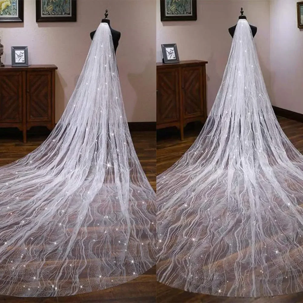 Wedding Veil Water Ripple One Layer Long Chapel Length Veils Sequin Tulle With Comb Custom Made Bridal Accessories
Wedding Veil Water Ripple One Layer Long Chapel Length Veils Sequin Tulle With Comb Custom Made Bridal Accessories