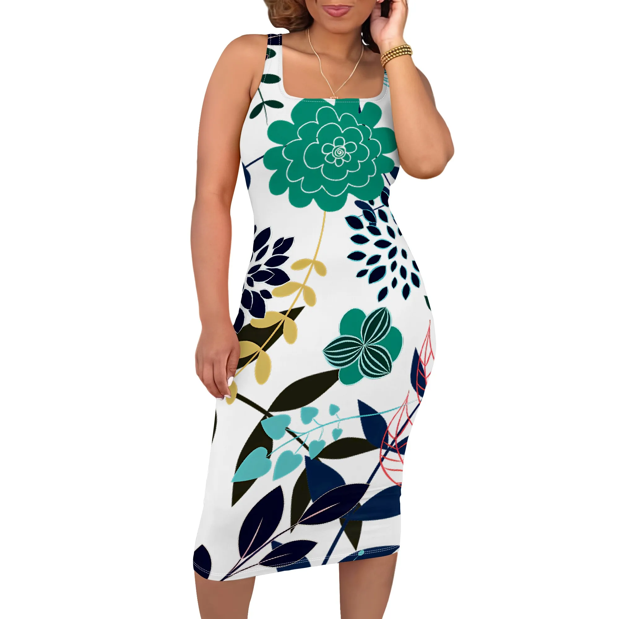 Women's Sleeveless Mid-Length Summer Dress Featuring Bold Floral Motifs Versatile For Parties and Travel
Women's Sleeveless Mid-Length Summer Dress Featuring Bold Floral Motifs Versatile For Parties and Travel