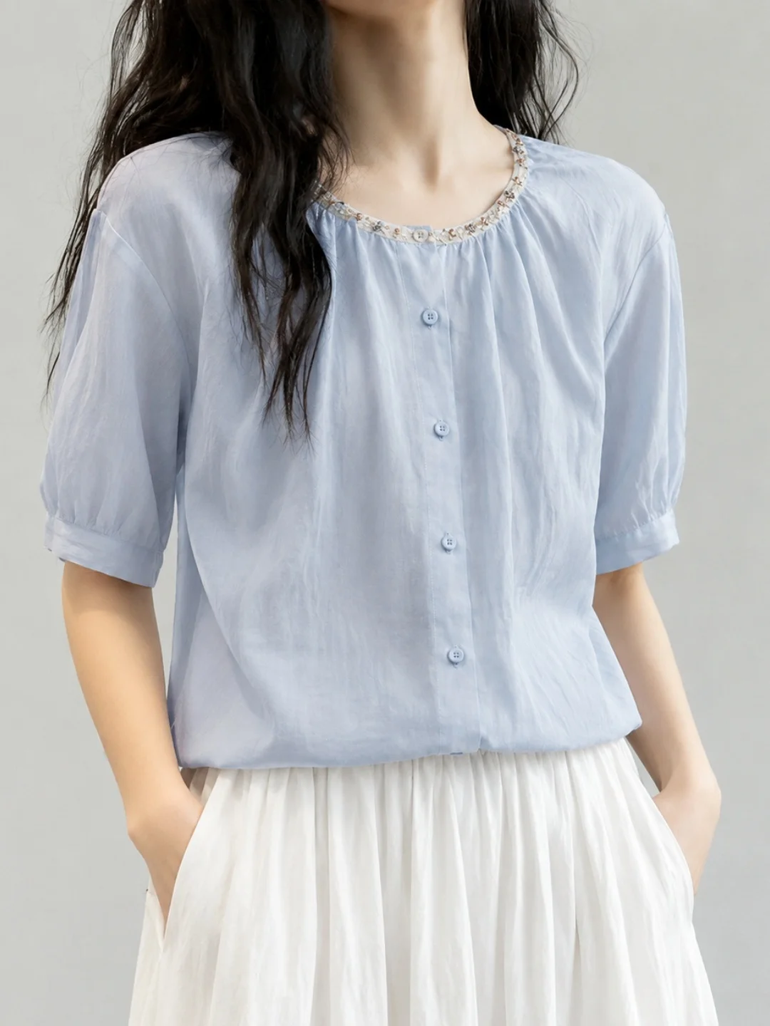 Commuter Style Ruffle Collar Short Sleeve Summer Shirt Skin-friendly Breathable Chiffon Top Versatile Workwear Floral Cardi
Commuter Style Ruffle Collar Short Sleeve Summer Shirt Skin-friendly Breathable Chiffon Top Versatile Workwear Floral Cardi
