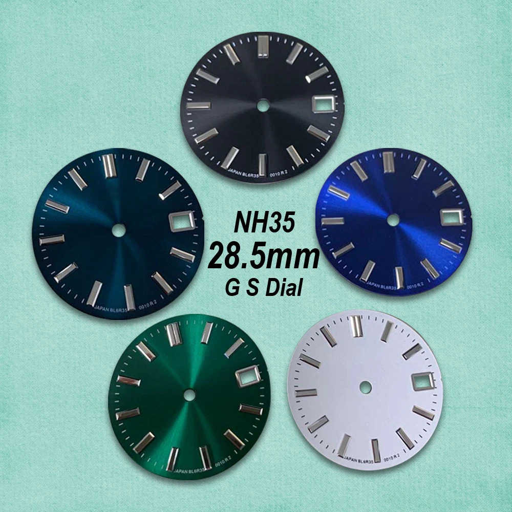 28.5mm GS Logo NH35 Dial with Sunray Dial Suitable for NH35/364R/7S Automatic Movement Quality Watch Modification Accessories
28.5mm GS Logo NH35 Dial with Sunray Dial Suitable for NH35/364R/7S Automatic Movement Quality Watch Modification Accessories