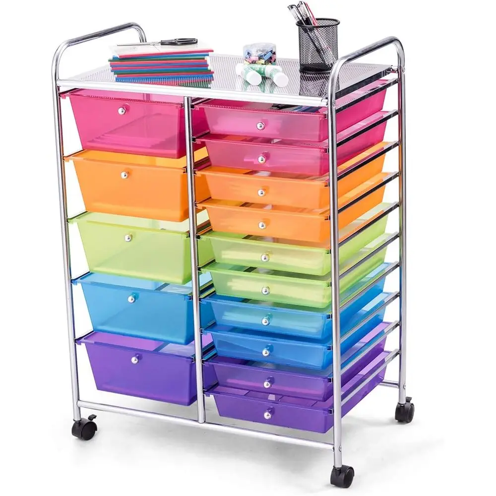 15-Drawer Rolling Storage Cart, Rainbow Craft Art Organizer with Removable Drawers Lockable Wheels for Home Office Classroom
15-Drawer Rolling Storage Cart, Rainbow Craft Art Organizer with Removable Drawers Lockable Wheels for Home Office Classroom