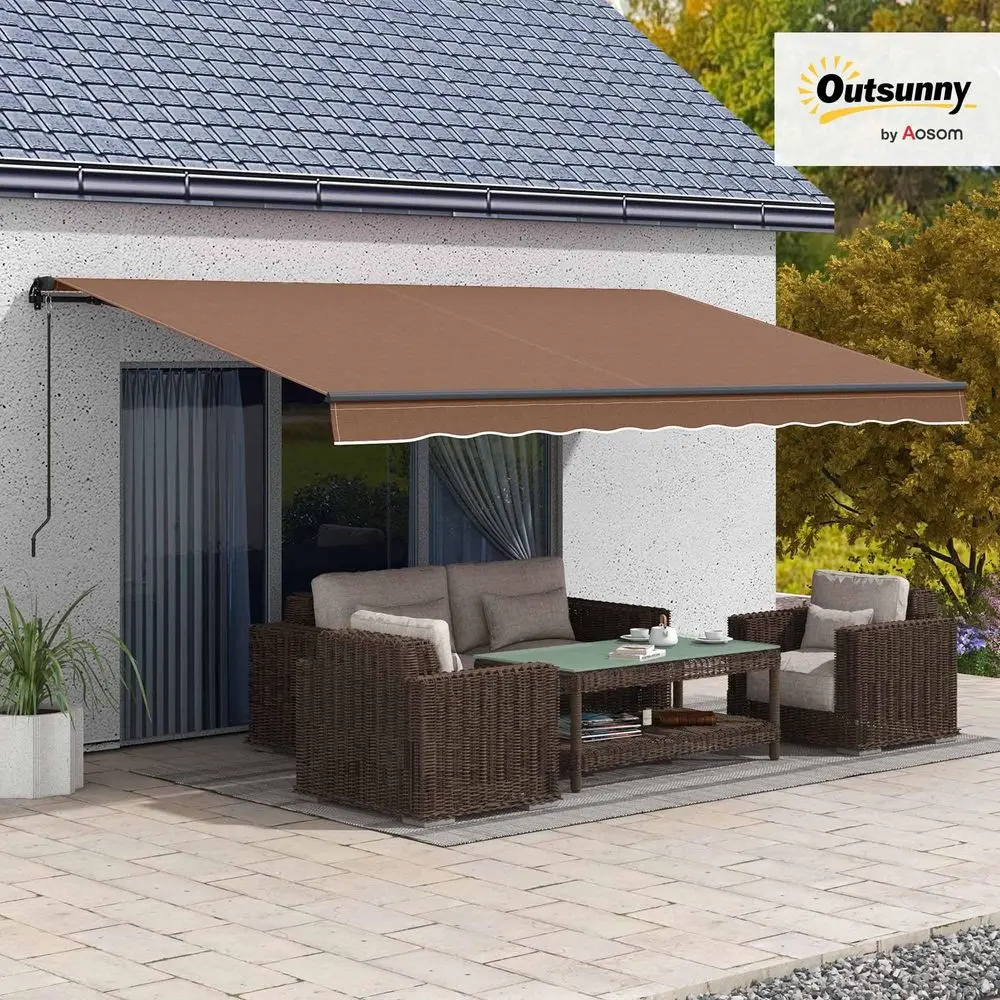 16 x 10 Retractable Awning, Patio Awning Sunshade Shelter with Manual Crank Handle, 280gsm UV Resistant Fabric and Aluminum Fra
16 x 10 Retractable Awning, Patio Awning Sunshade Shelter with Manual Crank Handle, 280gsm UV Resistant Fabric and Aluminum Fra