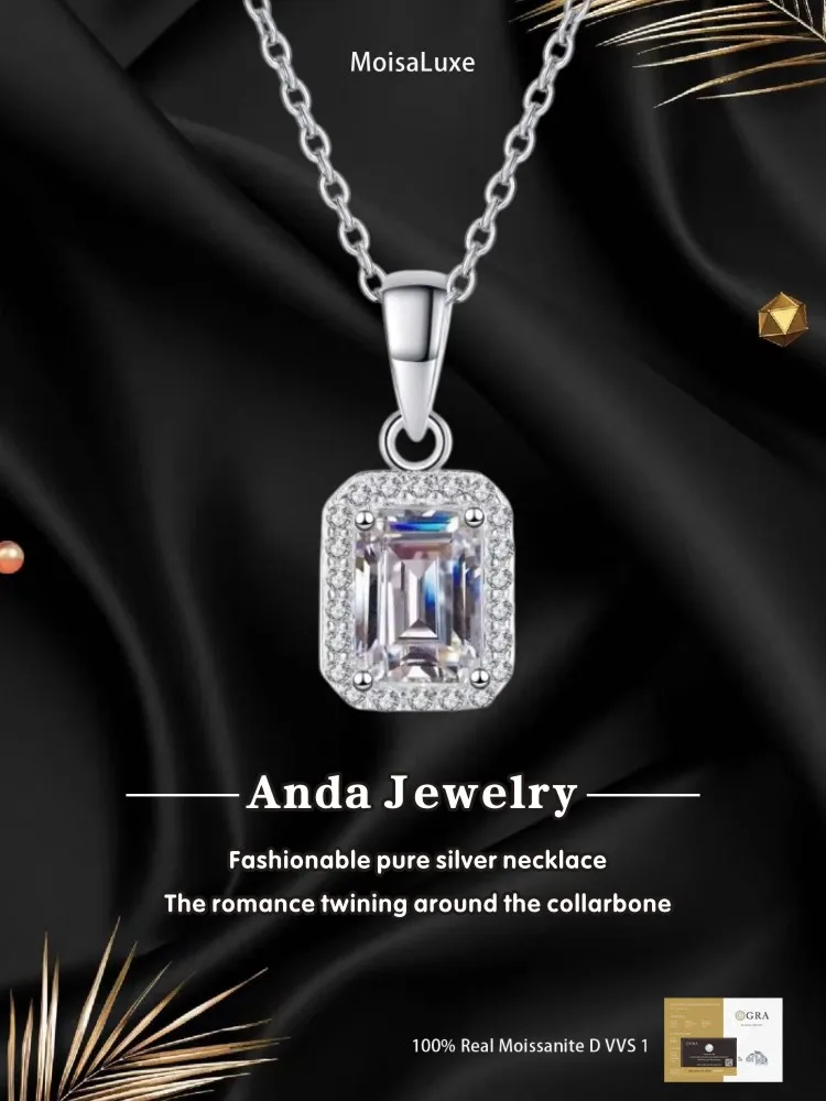 Moissanite Plata Sterling 925 Silver classics Collarbone Chain Emerald Cut Pendant Necklace Jewelry GRA Certified
Moissanite Plata Sterling 925 Silver classics Collarbone Chain Emerald Cut Pendant Necklace Jewelry GRA Certified