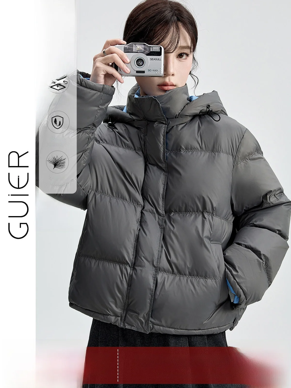 ey Hooded down Jaet Women's Winter Thiened White Du down Versatile Warm Casual Sle Loose Fit Zipper Closure Coat
ey Hooded down Jaet Women's Winter Thiened White Du down Versatile Warm Casual Sle Loose Fit Zipper Closure Coat