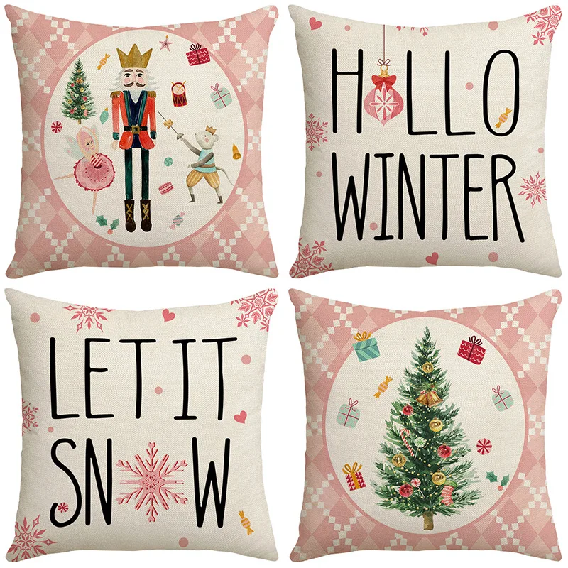 Merry Christmas Decor Pillow Cover Cute Cartoon Christmas Gifts Pink Linen Cushion Cover Home Xmas Decorations Sofa Pillowcases
Merry Christmas Decor Pillow Cover Cute Cartoon Christmas Gifts Pink Linen Cushion Cover Home Xmas Decorations Sofa Pillowcases