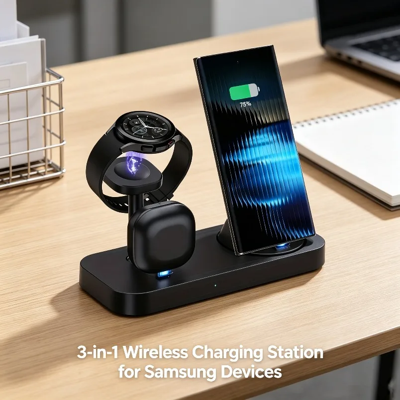 3 in 1 Wireless Charger Dual Coil Fast Charging Stand Anti-slip Safe Charger for All Qi Devices Samsung Galaxy Series
3 in 1 Wireless Charger Dual Coil Fast Charging Stand Anti-slip Safe Charger for All Qi Devices Samsung Galaxy Series