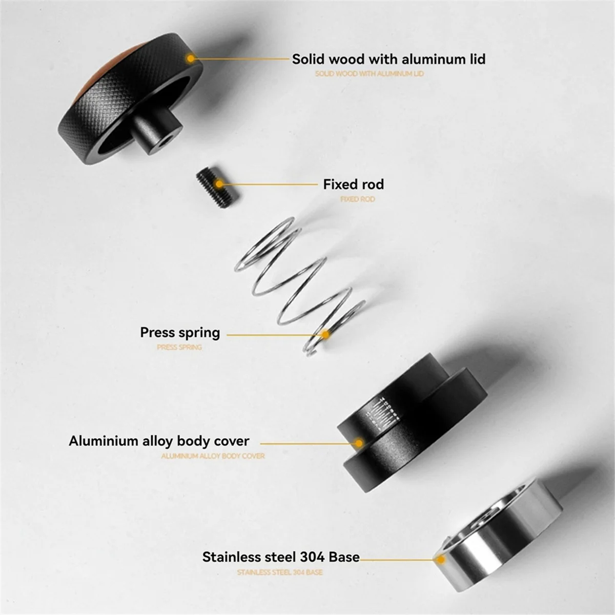 Self-Gravity Coffee Tamper Self-Adaptive Height Tamper Solid Wood Elastic Tamper Black Threaded Bottom 51mmJADD
Self-Gravity Coffee Tamper Self-Adaptive Height Tamper Solid Wood Elastic Tamper Black Threaded Bottom 51mmJADD