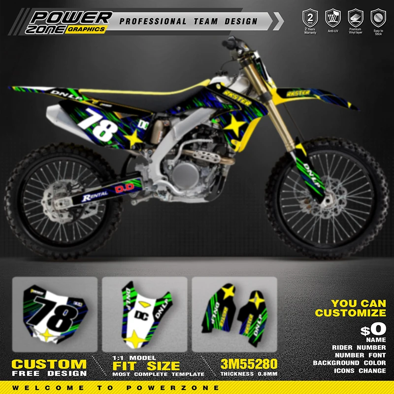 Наклейки POWERZONE на заказ для внедорожных мотоциклов 3 м для SUZUKI RMZ 250 2010-2018, индивидуальный комплект защиты графического номера 06
Наклейки POWERZONE на заказ для внедорожных мотоциклов 3 м для SUZUKI RMZ 250 2010-2018, индивидуальный комплект защиты графического номера 06