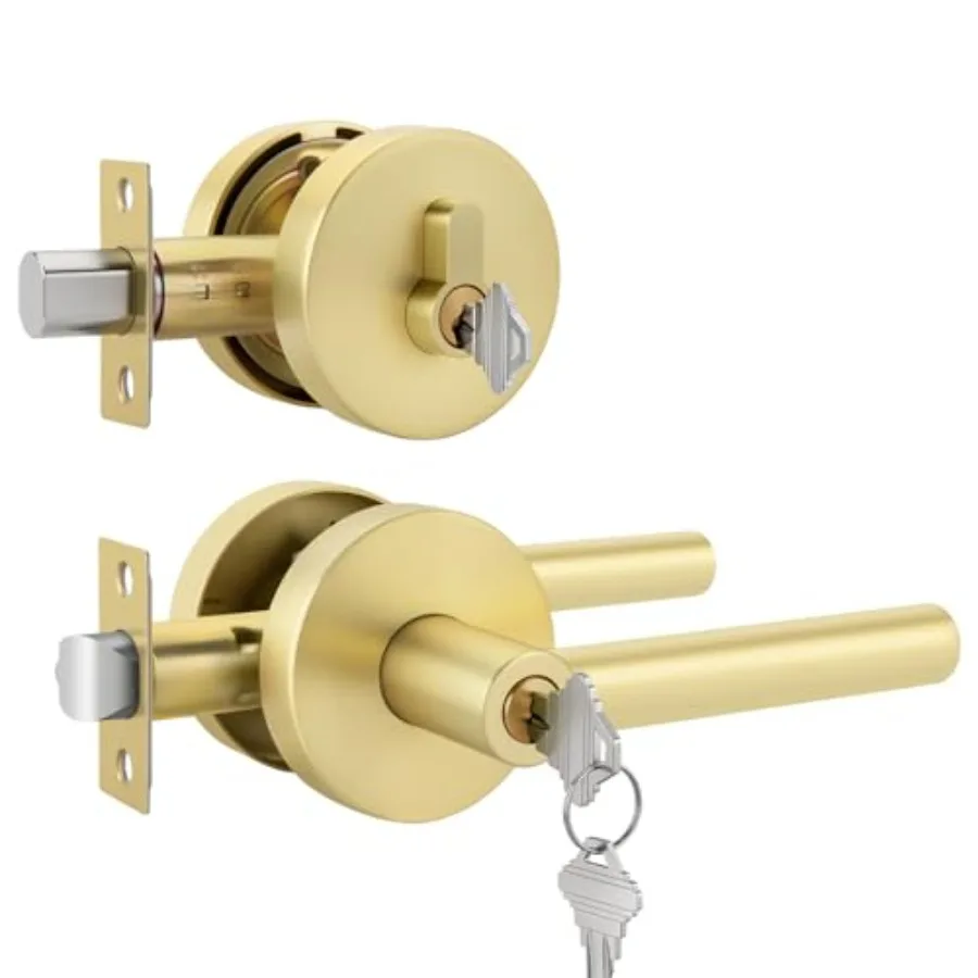 Exterior Door Lock Set with Deadbolt, Zinc Alloy Keyed Alike Door Locksets with Deadbolt, Heavy Duty Exterior Door Handle Brush
Exterior Door Lock Set with Deadbolt, Zinc Alloy Keyed Alike Door Locksets with Deadbolt, Heavy Duty Exterior Door Handle Brush
