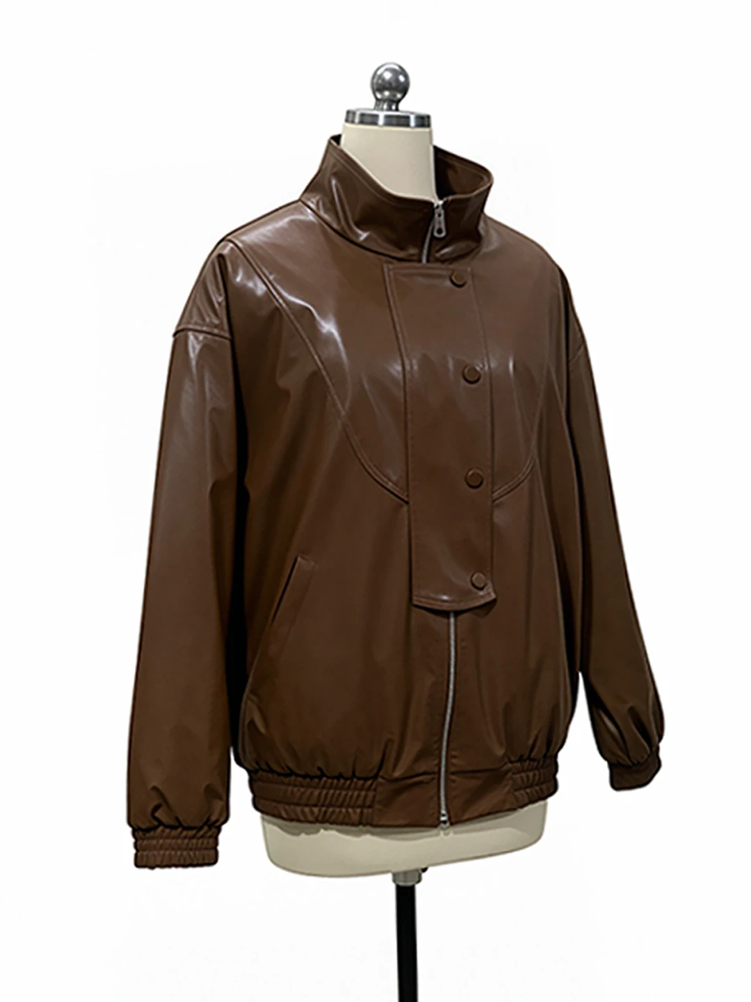 Nerazzurri Brown PU Leather Jacket Short Zipper Stand Collar Women's Spring Outerwear Fashionable Waterproof Anti-Wrinkle
Nerazzurri Brown PU Leather Jacket Short Zipper Stand Collar Women's Spring Outerwear Fashionable Waterproof Anti-Wrinkle