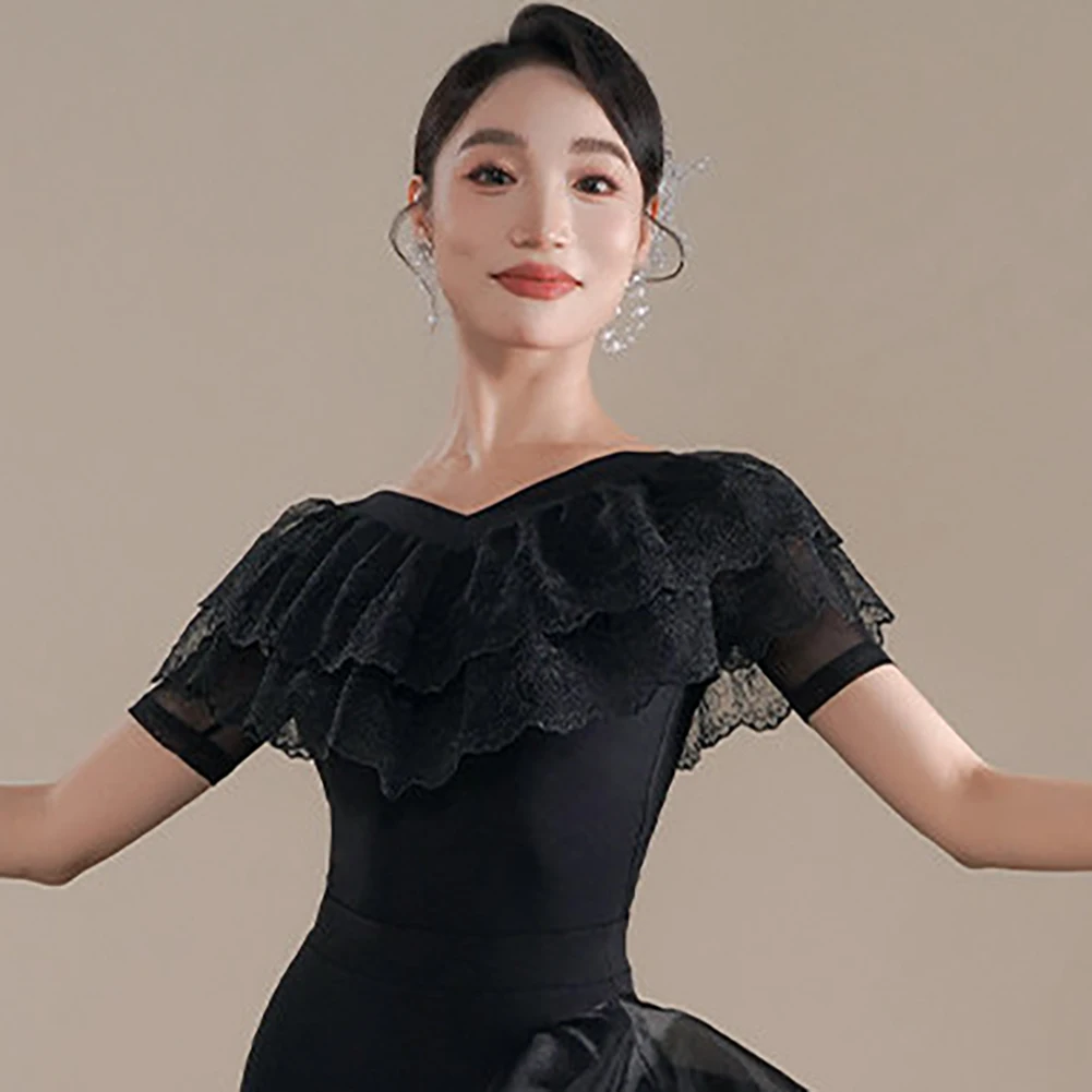 Jumpsuit Modern Dance Practice Dance Women's Ruffle Top Summer Ballroom Dance Black Waltz New V-Neck White Top
Jumpsuit Modern Dance Practice Dance Women's Ruffle Top Summer Ballroom Dance Black Waltz New V-Neck White Top
