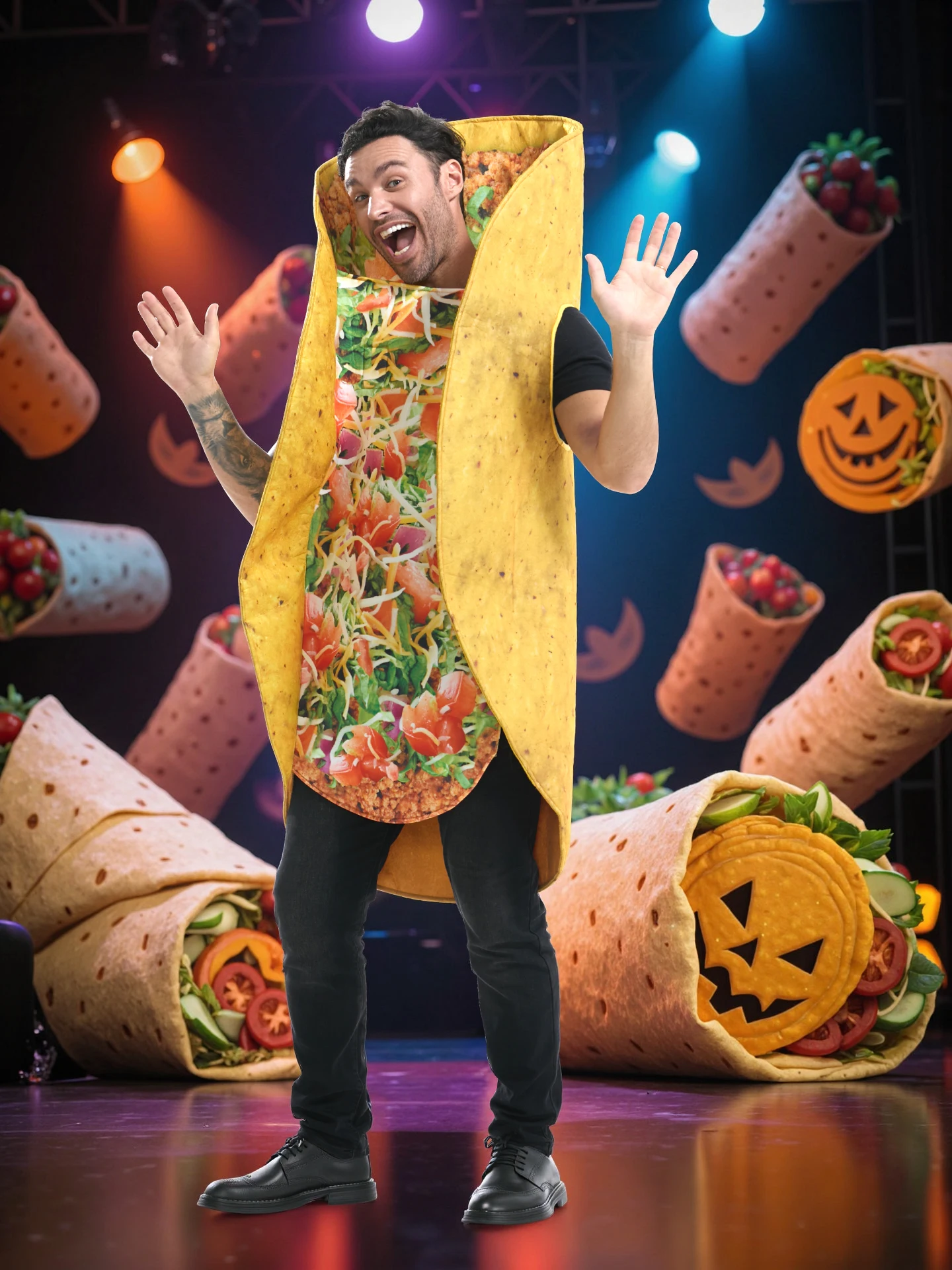 Креативный костюм для выступлений на Хэллоуин, забавный рулет с мясом, наряд для выступлений, сценический костюм, женская этническая одежда 
Креативный костюм для выступлений на Хэллоуин, забавный рулет с мясом, наряд для выступлений, сценический костюм, женская этническая одежда