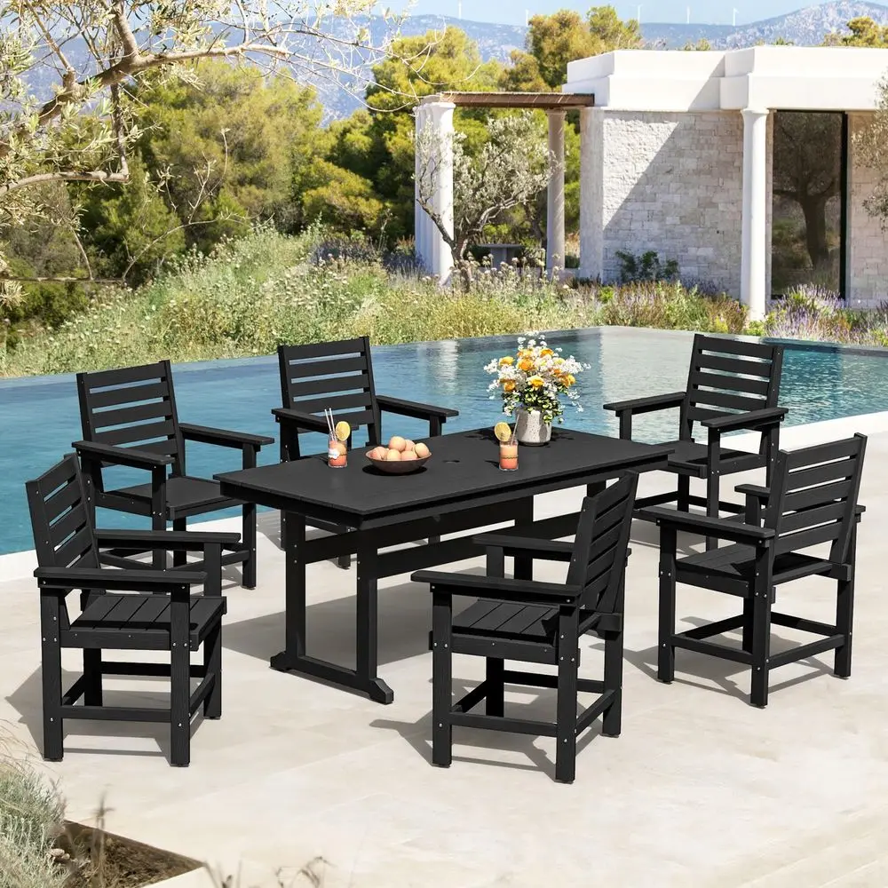 Piece Patio Dining Set, 66 Rectangle HDPE Weather Resistant Outdoor Table amp 6 Patio Chairs Set with 1.96 Umbrella Hole, Heavy
Piece Patio Dining Set, 66 Rectangle HDPE Weather Resistant Outdoor Table amp 6 Patio Chairs Set with 1.96 Umbrella Hole, Heavy